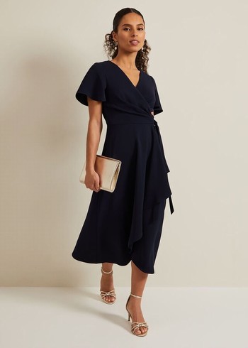 Phase Eight Petite Julissa Wrap Dress Navy Canada | XKFMSJ-324